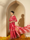 Carmine Red Floral Cotton Anarkali Kurta with Sharara & Dupatta