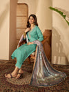 Seaside Glow Silk Blend Sea Green Embroidered Kurta Set with Dupatta