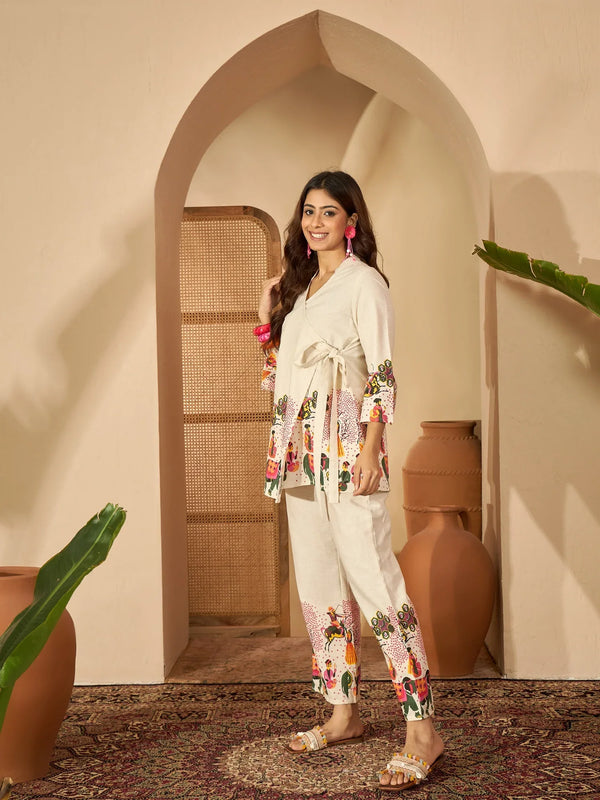 Abstract Printed Pure Cotton Wrap-On Tunic & Trouser Co-Ord Set - BANDIA