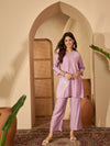 Aarza Embroidered V-Neck Tunic with Trouser Co-ord Set