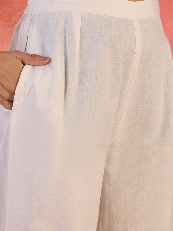 Nilaya Blue Block Printed Pure Cotton Tunic & Trousers Co-Ord Set