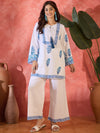 Nilaya Blue Block Printed Pure Cotton Tunic & Trousers Co-Ord Set