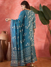 Crystal Wave Turquoise Pure Cotton Printed Kurta Sharara Set with Dupatta