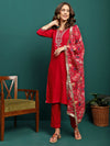 Scarlet Aura Embroidered Straight Kurta Pant with Dupatta Set