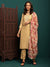 Lunar Taupe Embroidered Straight Kurta Pant with Dupatta Set