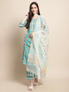 Aqua Bloom Floral Printed Kurta Pant Dupatta Set