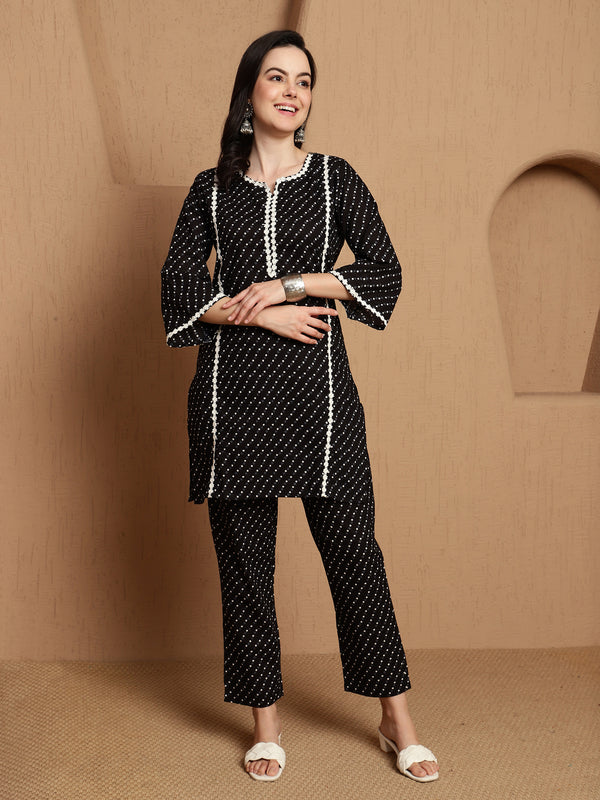 Noir Dots Cotton Printed Shirt & Trouser Co-Ord Set