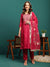 Aurora Thread Floral Embroidered Round-Neck Straight Kurta With Trousers & Dupatta