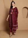 Ethnic Motifs Printed Regular Pure Cotton Kurta With Trouser & Dupatta