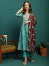 Blue Mirage Printed Cotton Kurta Set