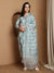Blue Haven Premium Embroidered Kurta Trouser & Dupatta Set