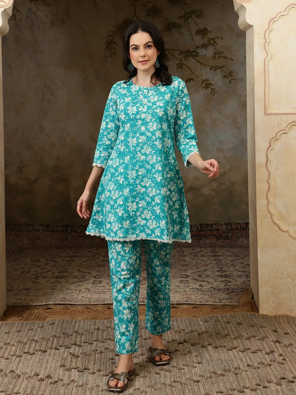 Aarini Printed Pure Cotton Tunic & Trousers Co-ord Set - BANDIA