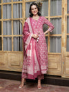 Ethnic Motifs Printed Pure Cotton Kurta with Trousers & Dupatta