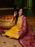 Yellow Floral Embroidered Gotta Patti Straight Kurta & Trouser With Dupatta