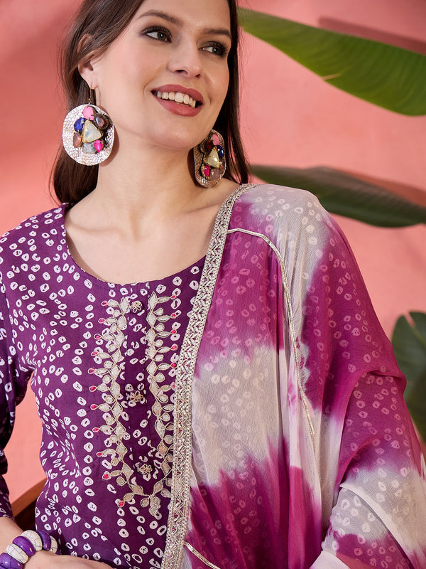 Desert Dream Bandhej Printed Cotton Kurta with Trouser & Dupatta