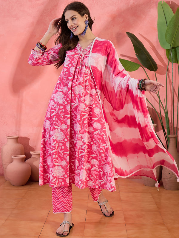 Ruby Aura Embroidered Maroon Silk Blend Kurta with Trouser & Dupatta