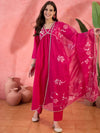 Rosevale Grace Floral Yoke Design Cotton Kurta with Trouser & Dupatta