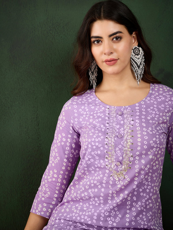 Bindra Bandhani Printed Kantha Work Kurta