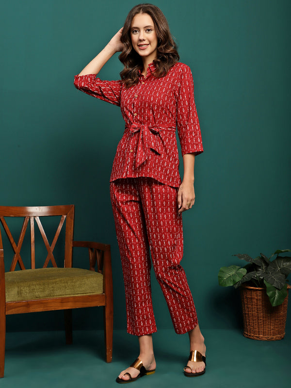Auburn Whisper Printed Pure Cotton Tunic & Trousers Co-Ord Set