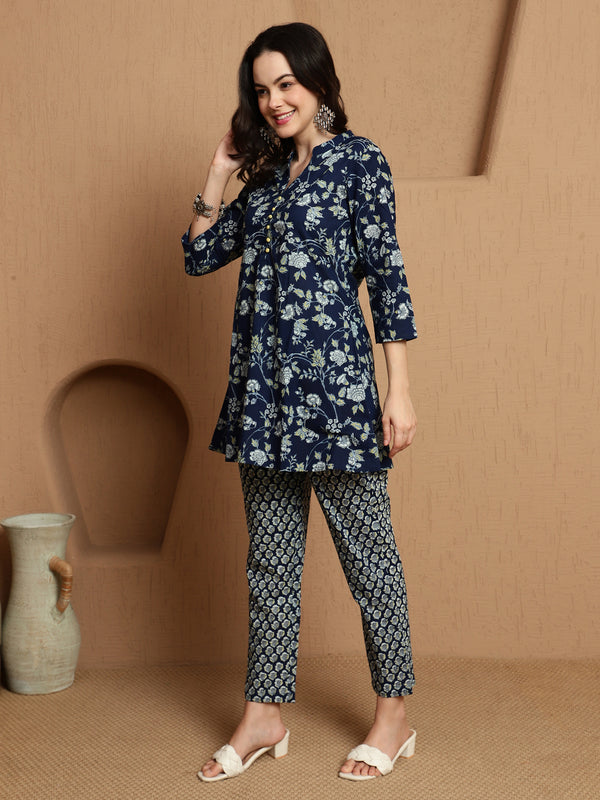Evening Mist Cotton Shirt With Trouser Co-Ord Set