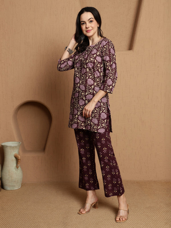 Tavisa Dark Brown Pure Cotton Co-ord Set