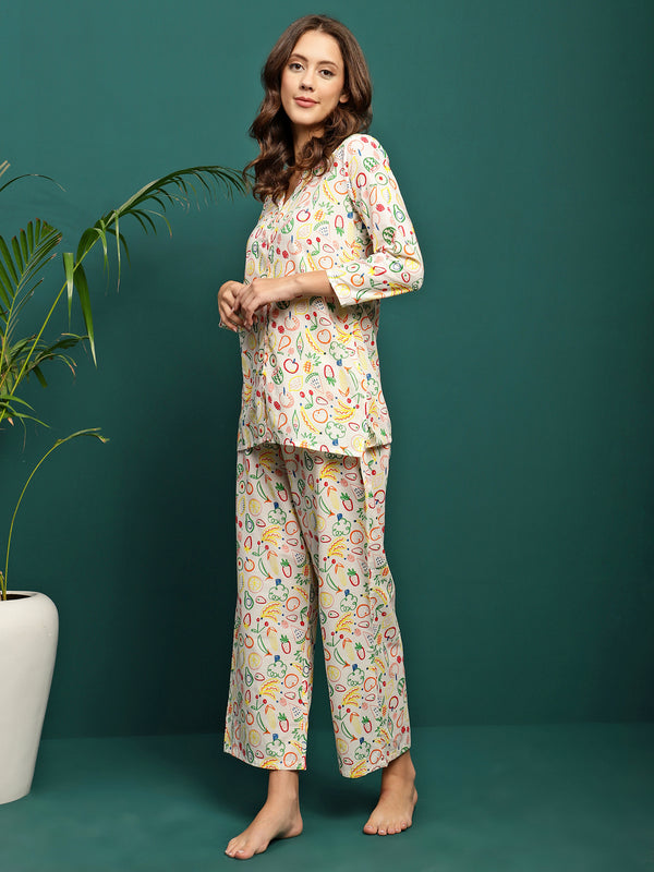 Citrus Bloom Fruit Printed Co-Ord Set