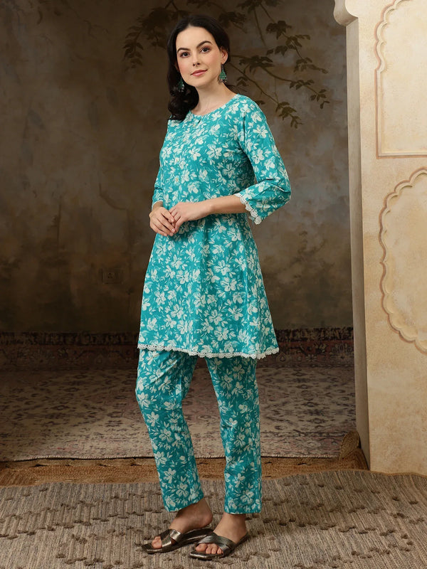 Aarini Printed Pure Cotton Tunic & Trousers Co-ord Set - BANDIA