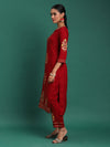 Scarlet Majesty Embroidered 3-Piece Kurta Trouser & Dupatta Set