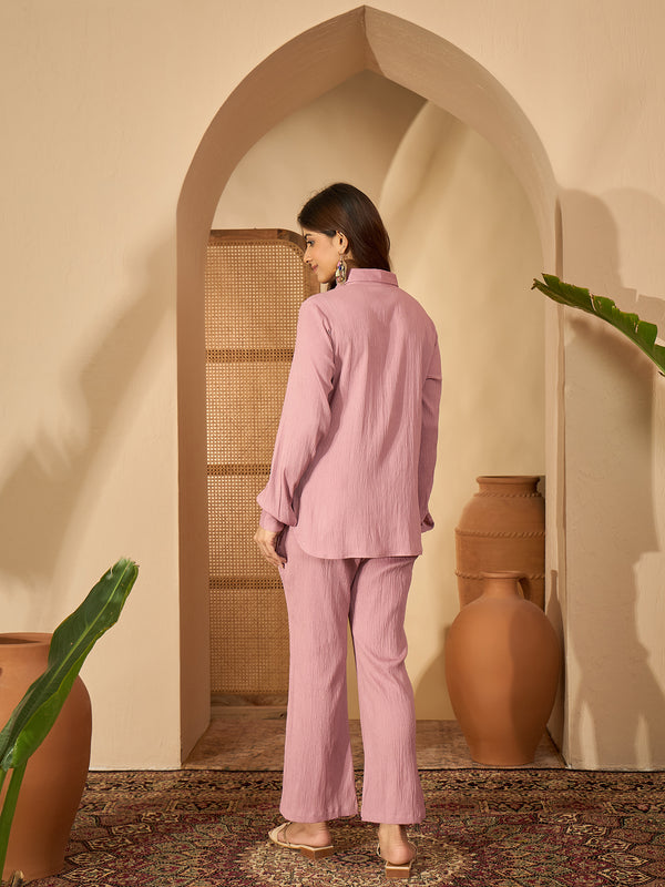 Eira Mauve Mist – Shirt Collar Long Sleeve Co-Ord Set