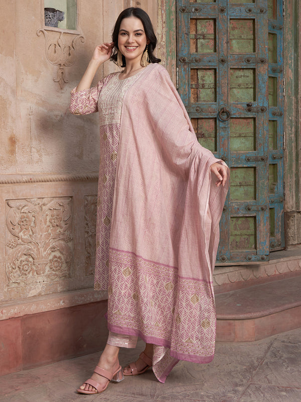 Bloom Reverie Floral Printed Kurta Pant Dupatta Set