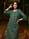 Green Ethnic Motifs Printed Gotta Patti Straight Kurta & Trouser With Dupatta