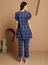 Kavini Blue Printed Cotton Co-ord Set with Top & Trousers