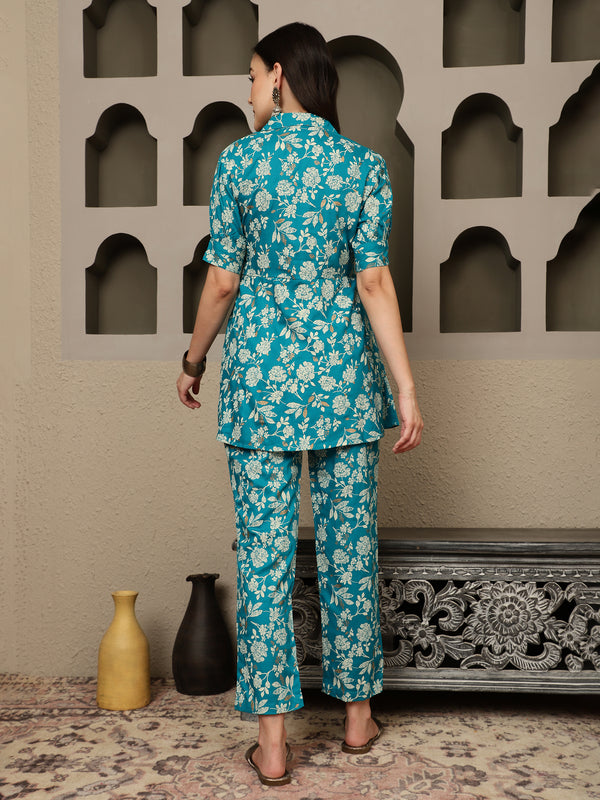 Myra Printed Pure Cotton Tunic & Trousers Co-ord Set