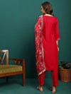 Scarlet Aura Embroidered Straight Kurta Pant with Dupatta Set