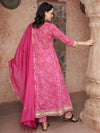 Bandhani Bloom Pink Printed Kurta Pant with Dupatta Set