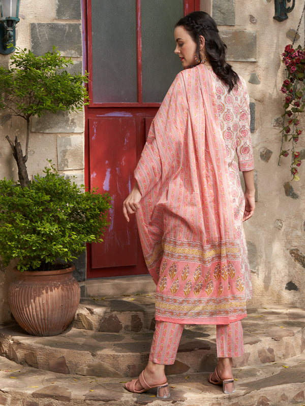 Ethnic Motifs Printed Gotta Patti Pure Cotton Kurta & Trouser With Dupatta