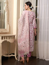 Mauve Embroidered Straight Pure Cotton Kurta With Trouser & Dupatta