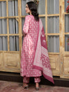 Ethnic Motifs Printed Pure Cotton Kurta with Trousers & Dupatta