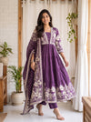 Purple Bloom – Printed Anarkali Kurta Pant with Dupatta Set