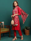 Scarlet Aura Embroidered Straight Kurta Pant with Dupatta Set