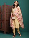 Lunar Taupe Embroidered Straight Kurta Pant with Dupatta Set