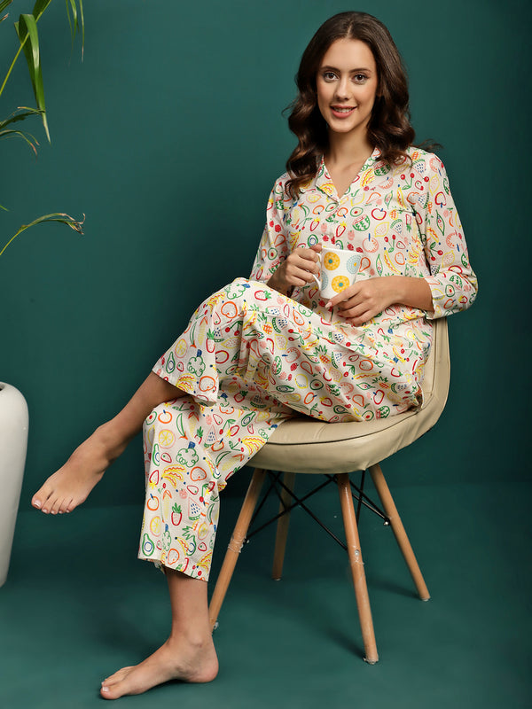 Citrus Bloom Fruit Printed Co-Ord Set