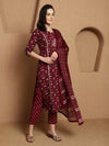 Ethnic Motifs Printed Regular Pure Cotton Kurta With Trouser & Dupatta