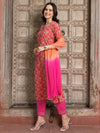 Floral Printed Gotta Patti Pure Cotton Straight Kurta with Trousers & Dupatta