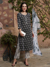 Midnight Matrix Geometric Printed Kurta Pant with Dupatta Set