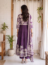 Purple Bloom – Printed Anarkali Kurta Pant with Dupatta Set