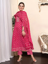 Printed & Embroidered Pure Cotton A-Line Kurta With Trouser & Dupatta