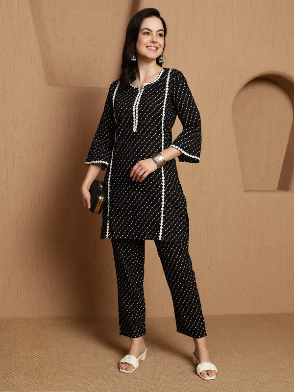 Noir Dots Cotton Printed Shirt & Trouser Co-Ord Set