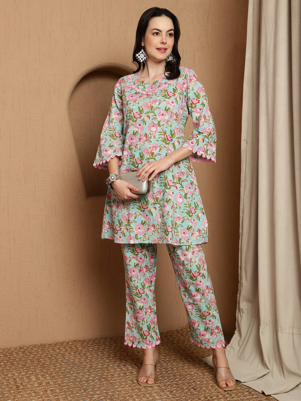 Turia Grace Floral Printed Top & Trouser Co-Ord Set