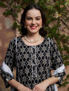 Midnight Matrix Geometric Printed Kurta Pant with Dupatta Set